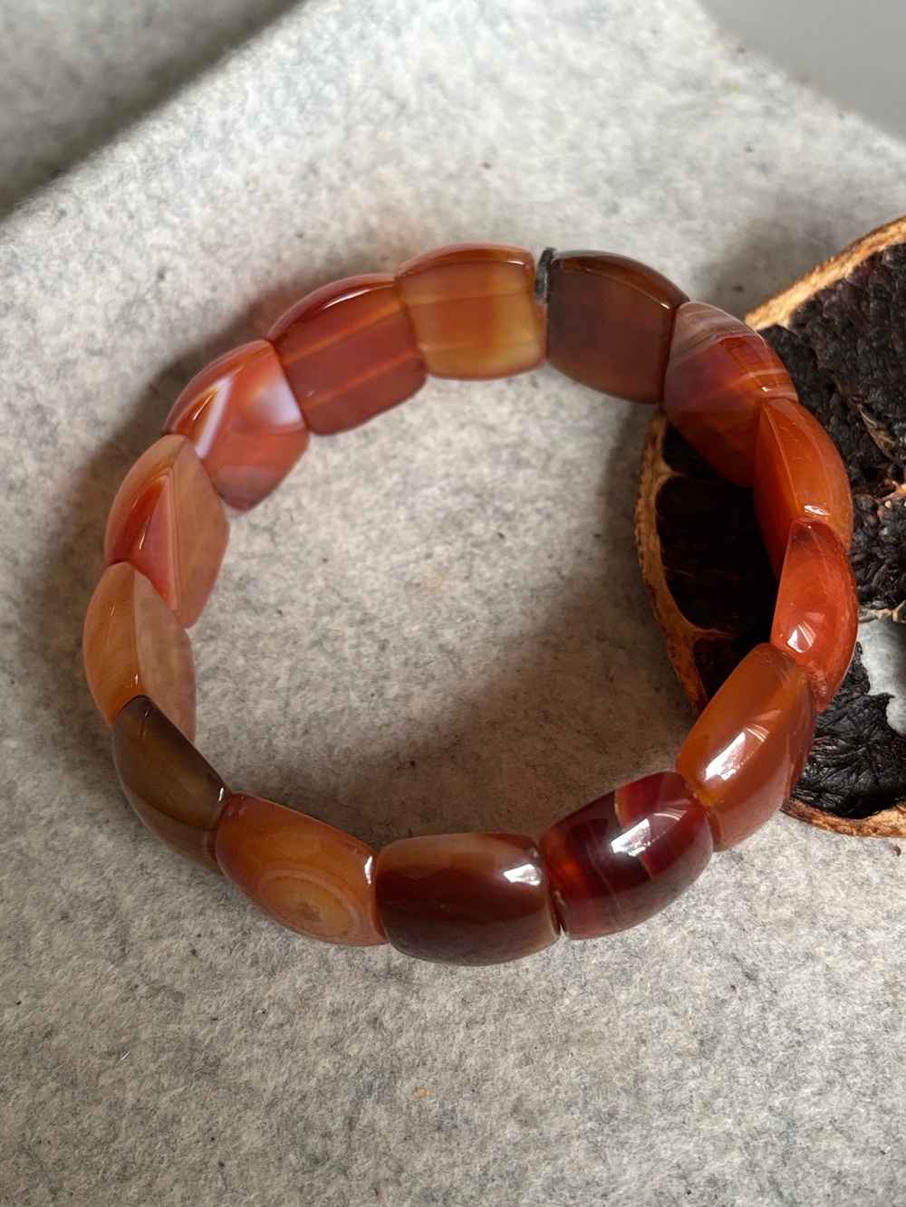NEW Vintage 925 UTC Silver Carnelian Tile Stretch Bracelet - 7.5" - L/XL - Picture 6 of 9